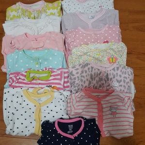 13 baby girl footies sleepers bundle